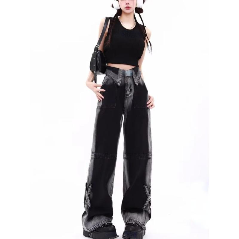 Vintage Harajuku Jeans Women Clothes For Teenagers Y2k Women's Slacks Fashion Aesthetic Clothing Autumn New Products Baggy Pants