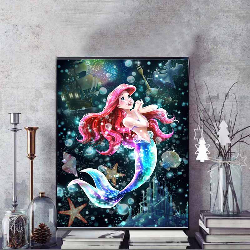 Disney diamond painting of Ariel from The Little Mermaid DIY gift suitable for living room bedroom office and home décor