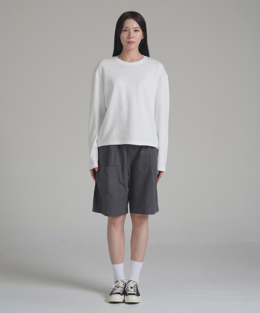 Noming Chino One-Pleat Pocket Wide Bermuda Shorts - Charcoal