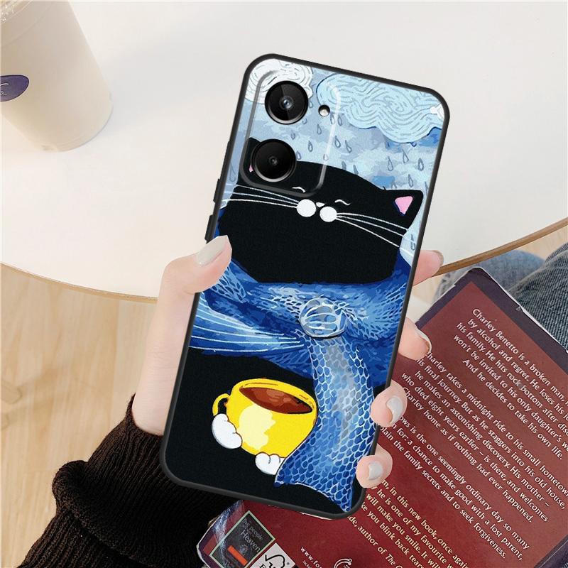 

Cute Animal Cat Coffee Case For Realme 14 12 10 11 13 Pro Plus GT 6 6T 5 GT7 Pro C61 C55 C51 C21Y C25S C67 C75 C53 Realme 13 Pro Plus