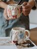 Mug Ceramic Underglaze Color Pink Blue Creative Hand-Made Pinch Cartoon Shape Flower Decoration Cute With Girlfriends' Gift 1Pc
