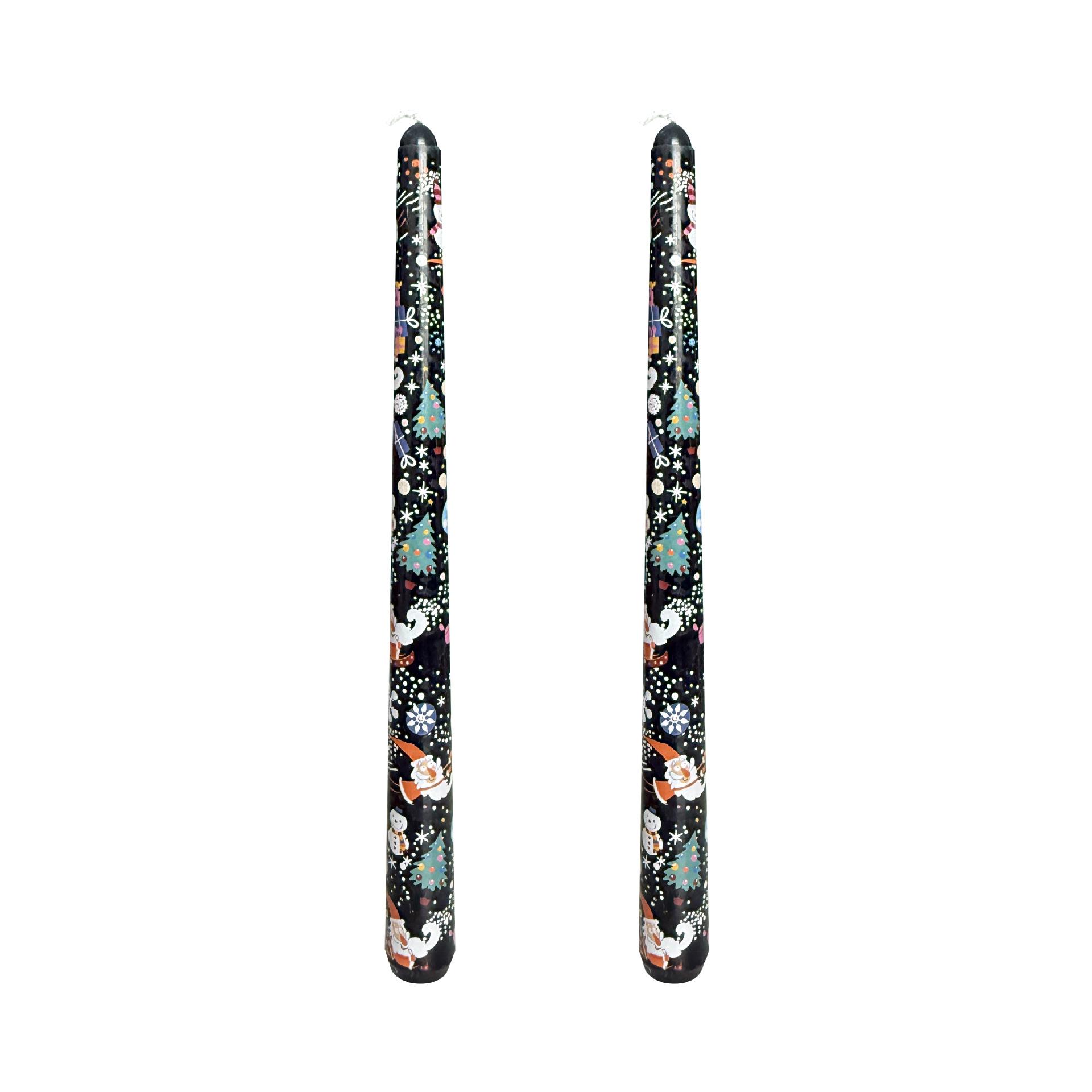 

10-inch Christmas Element Snowman Print Long Candle Home Decoration Ornaments Christmas Gift Tapered Candle Stick