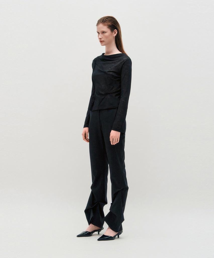 Kimjisu Dozi - Draped Jersey Top _ Black