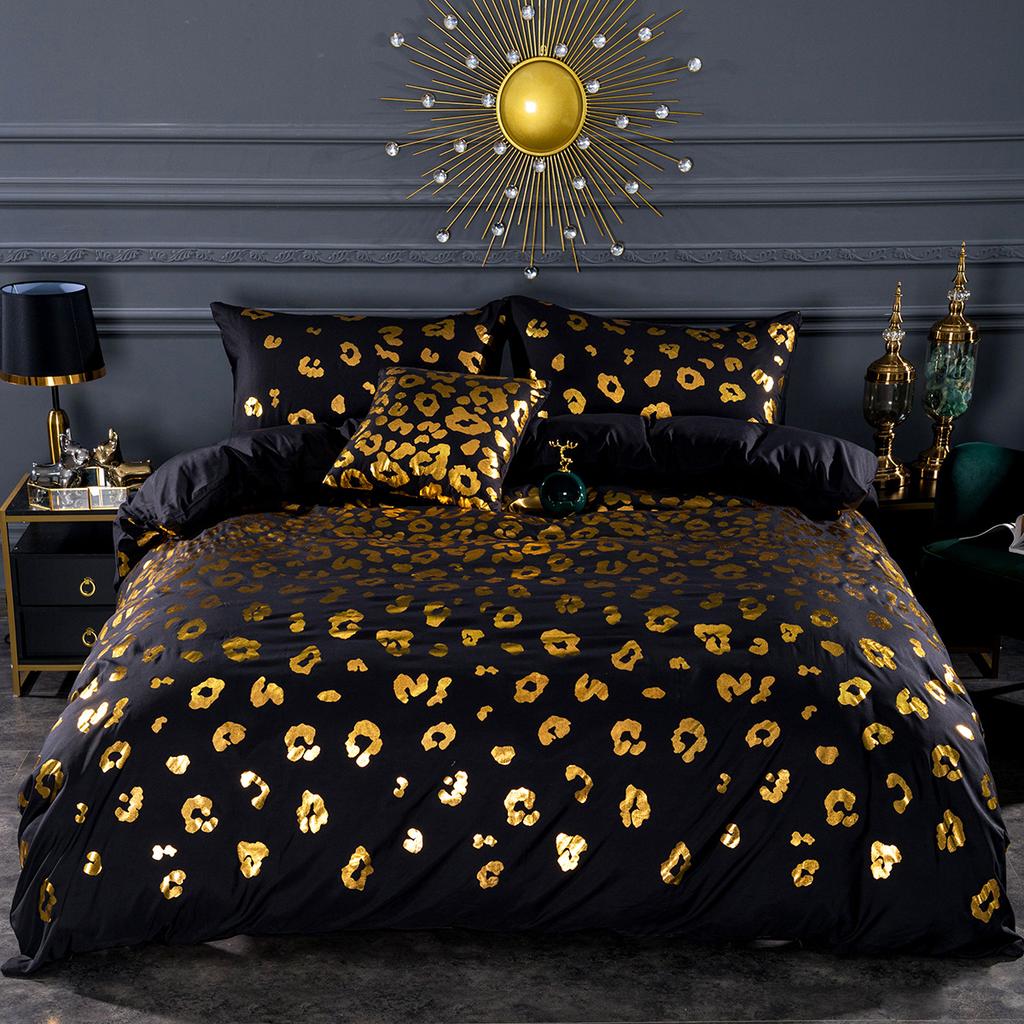 Animal Leopard Duvet Cover Cheetah Print Bedding Set Cotton Soft Quilt Cover Gold Comforter Cover Duvet Cover Pillowcases