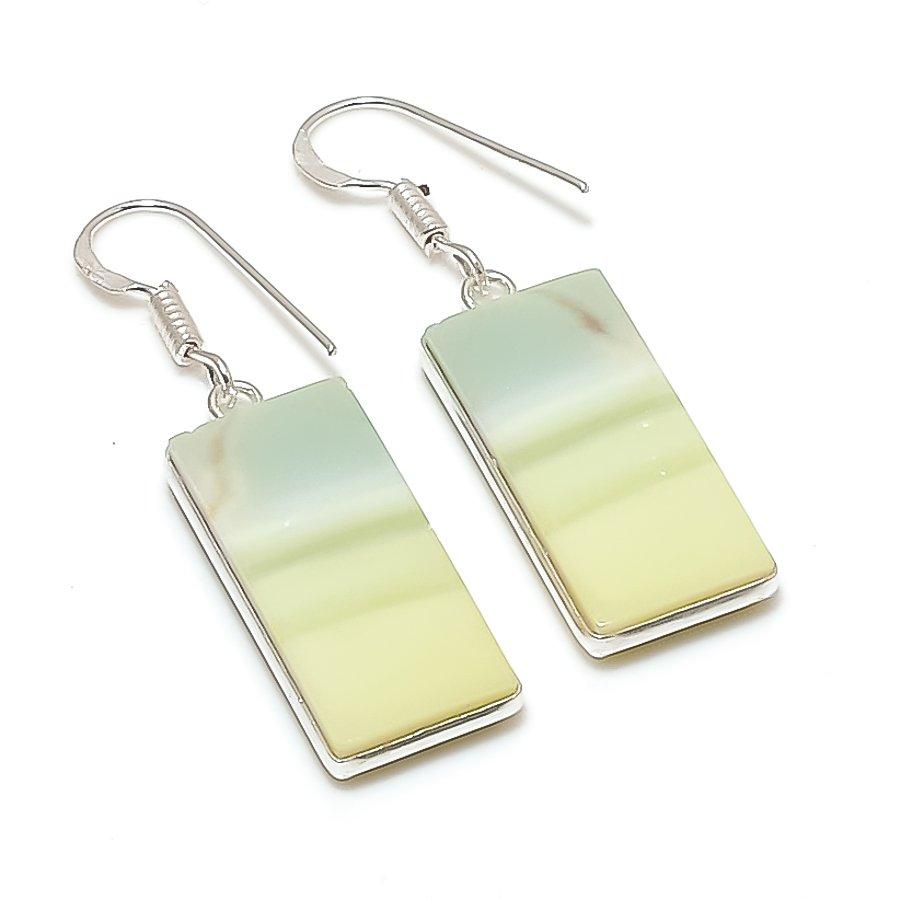 

Natural Swiss Green Opal Gemstone 925 Sterling Silver Jewelry Earring 1.73 AE-12228