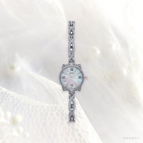 Fieldwork Women's Analog Watch with Natural Shell and Metal Band and Accessory Buckle, Amel Silver, JN032-1