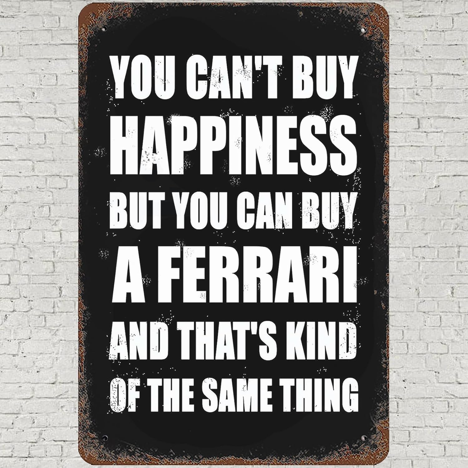 

Vintage Metal Tin Sign , Quotes Wall Art Decor, You CanT Buy Happiness But Can A Poster for Home Living Room Bedroom Kitchen Gar 20x30cm（7.8x11.8inch）