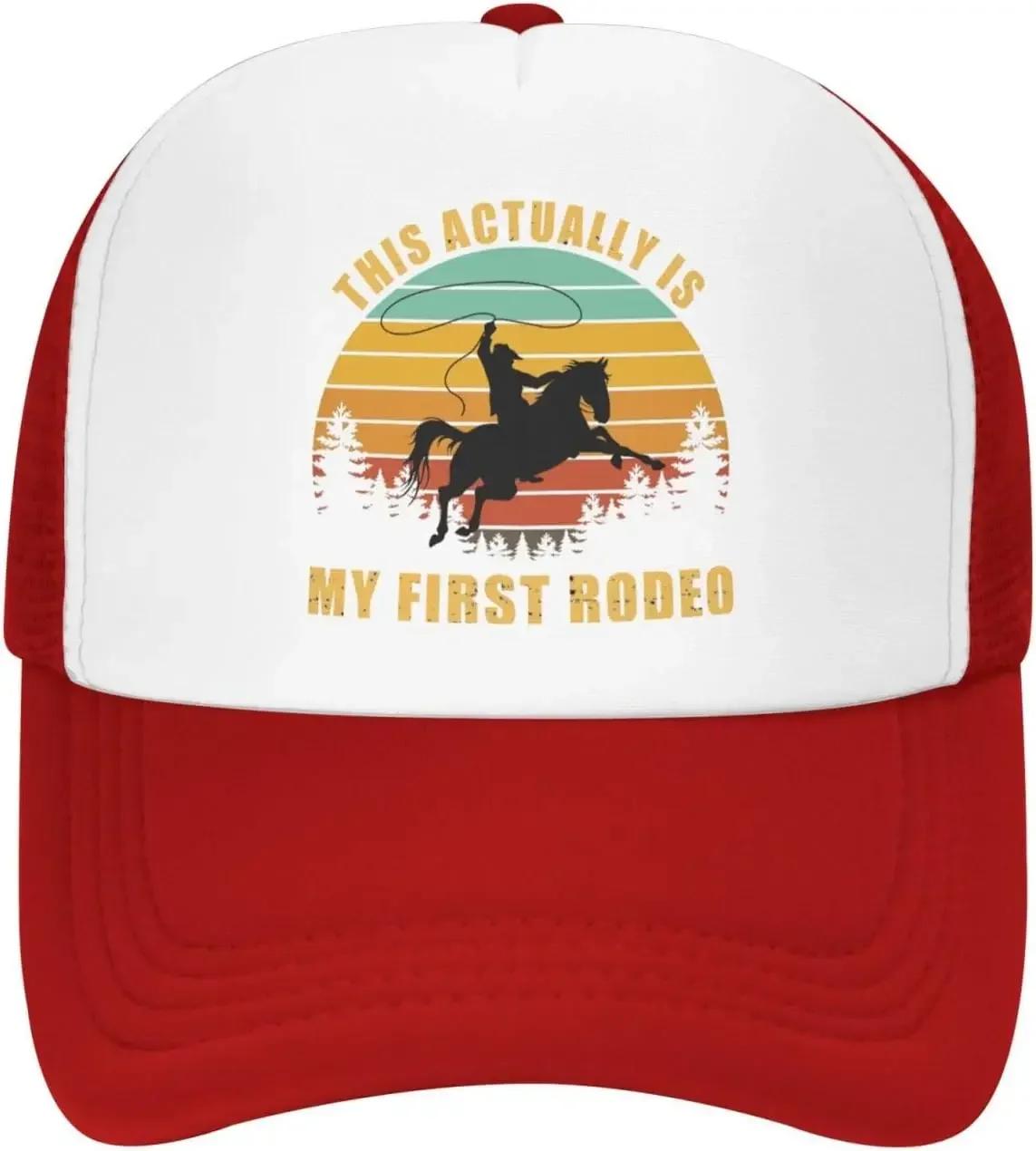 New Funny Country Life Howdy Cowboy Snapback Cap Womens Mesh  Hats This Actually is My First Rodeo Vintage Hat cap