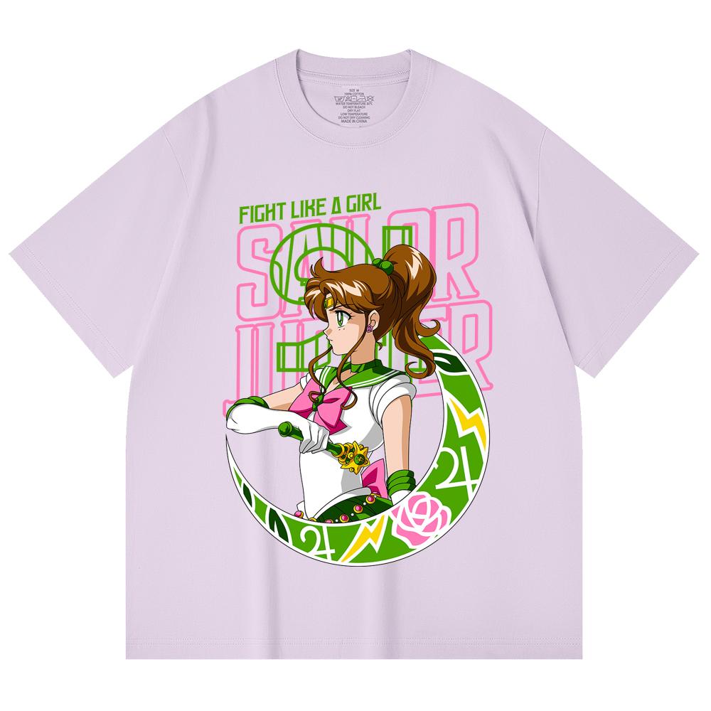 

230 Gsm 100% Cotton Sailor Moon V7 Jupiter Print Unisex Heavy Cotton T Shirt M світло-фіолетового кольору