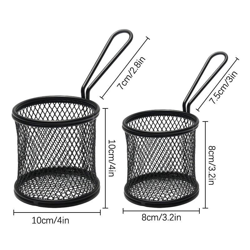 1Pcs Carbon Steel Frying Basket Multifunctional Mini French Fries Frying Basket Creative Round Oil Separated Frying Basket