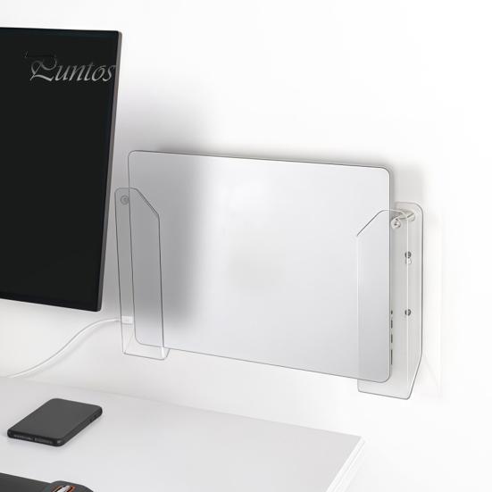 Wall Mounted Tablet Holder for Kitchen Acrylic Laptop Mount Holder, Space Saving Adjustable Stand, Adhesive And Screw Universal Device Dual