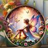 Enchanted Fairy Butterfly 8 Inch Round Metal Wall Art Weatherproof Sign Home Decor