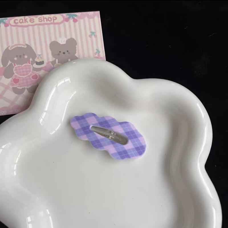 

Милая клетчатая заколка для волос из сплава, акриловые заколки, заколка для волос в виде облака