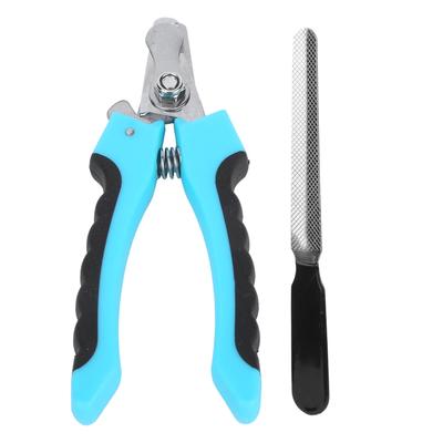 Pet Nail Clipper Set Dog Stainless Steel Nail Trimmer Safety Guard To Avoid OverCutting(Lake Blue Large )