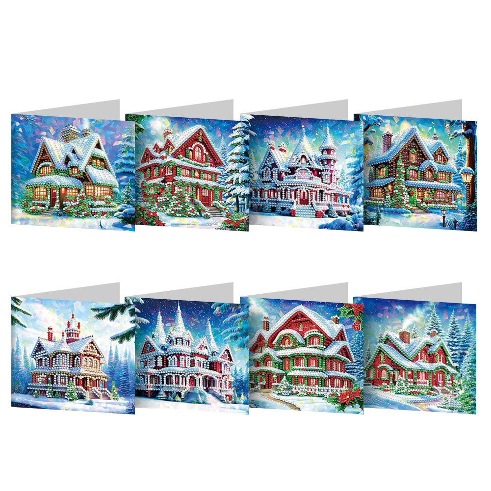 8/12pcs Diamond Painting Greeting Cards Handmade Diamond Painting Gift Card 5D Rhinestone Embroidery Arts Cards Kits for Adults