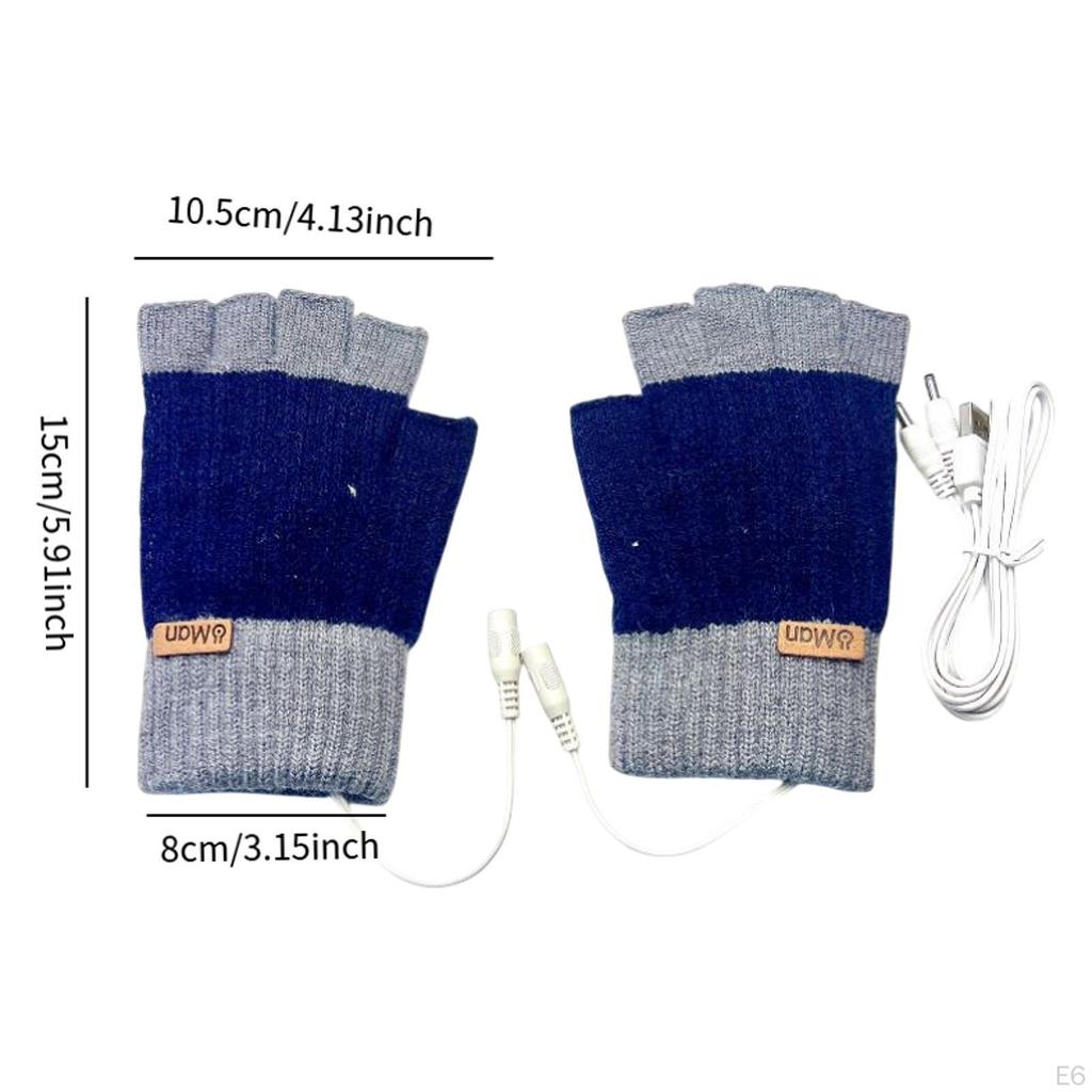 USB Heated Gloves Cold Weather Fingerless for Gaming Computer Work Typing Laptop