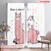 2pcs 2D Flat Printing Scene Curtain Llama House Heart Fabric Without Electricity Festive Wall Decor Perfect for Holiday Party