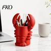 Multifunctional Pen Cup Lobster Holder, Halloween Funny Sea Animal Pencil Stand, Creative Large Diameter Desk Organizer for Brushes Makeup Tools,