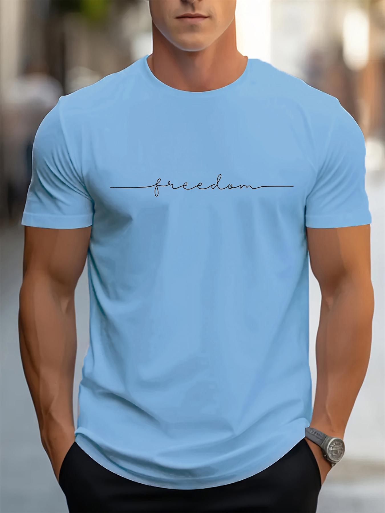 

Mens summer fashionable casual loose free pattern printed sports round neck short sleeved Tshirt top S