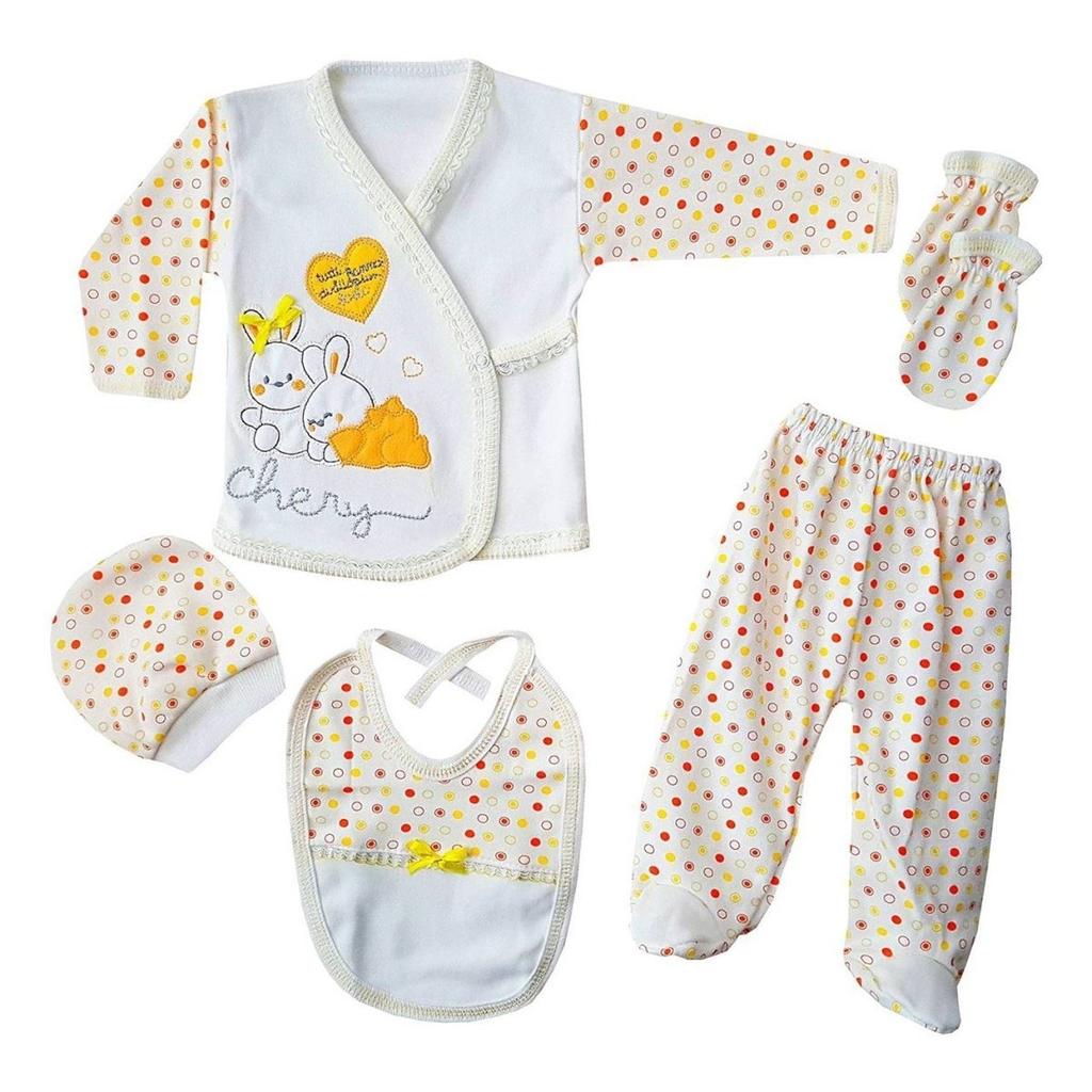 Set de 5 bucăți pentru spital pentru copii Chery Heart Rabbit - Galben