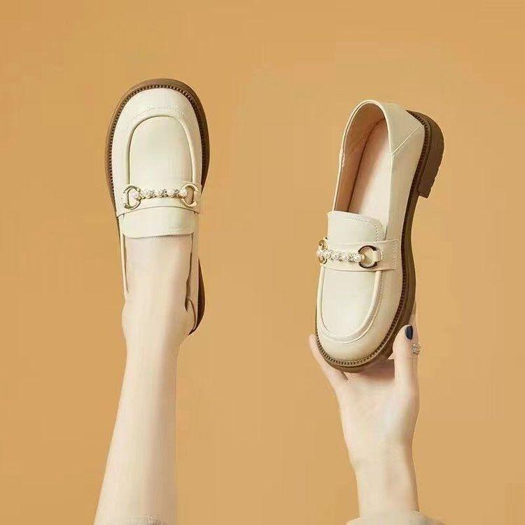 

Лоферы женские летние и осенние мягкая подошва 2025 новые туфли на квадратном каблуке одинарные с юбкой британские маленькие кожаные туфли повседневные женские одинарные туфли 40