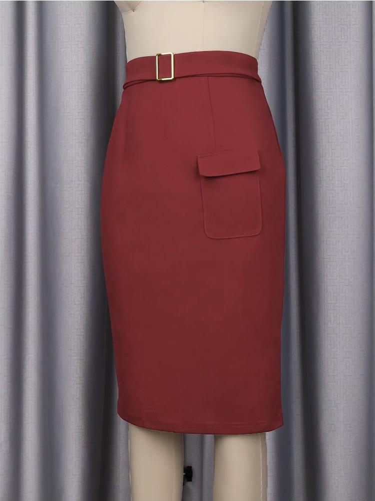 Eleganter Damen Paket Hüft Bleistiftrock Hohe Taille Tasche Büro Damen Stilvolle Arbeitsröcke