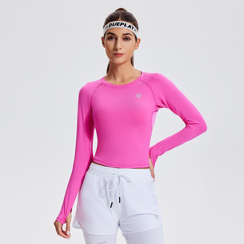 Womens Athletic Running Yoga Top With Stretchy Polyester Fabric For Gym Fitness