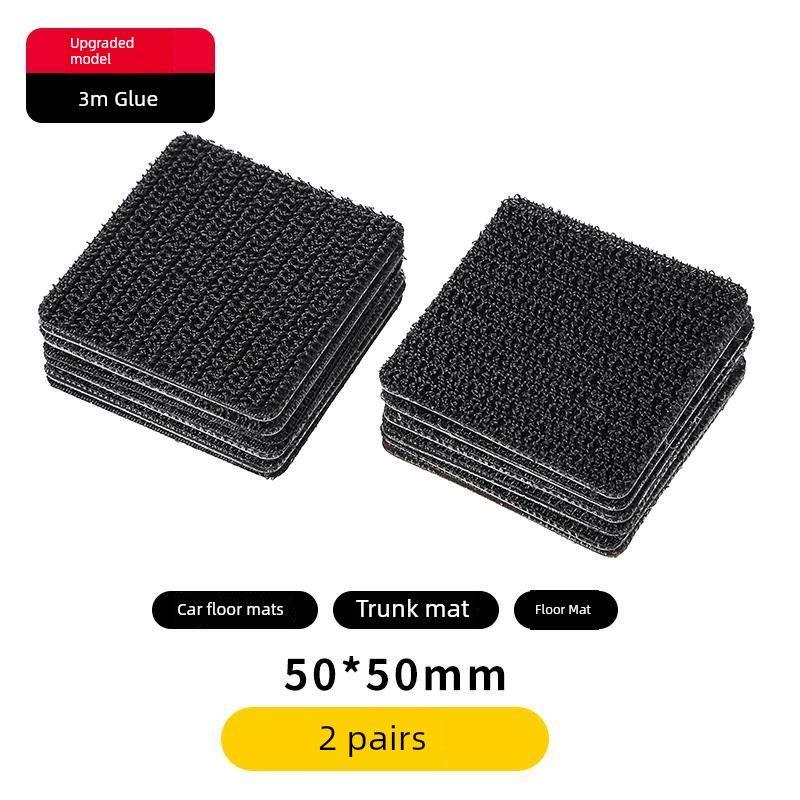 

German Adhesive Car Floor Mat Invisible Fixing Clip Anti-Slip High Temperature Resistant Double-Sided Tape Magic Tape for Car Use Square [2 Pairs Set] 50*50mm