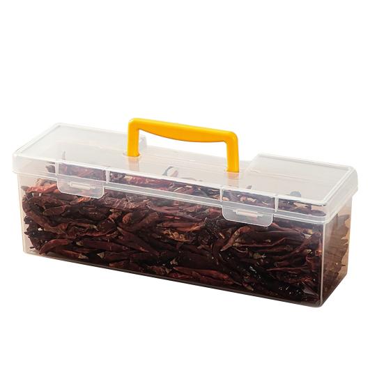 Transparent Storage Box with Dustproof Lid Yellow Handle Stackable Plastic Organizer Cosmetics Office Spices Art Supplies Tools