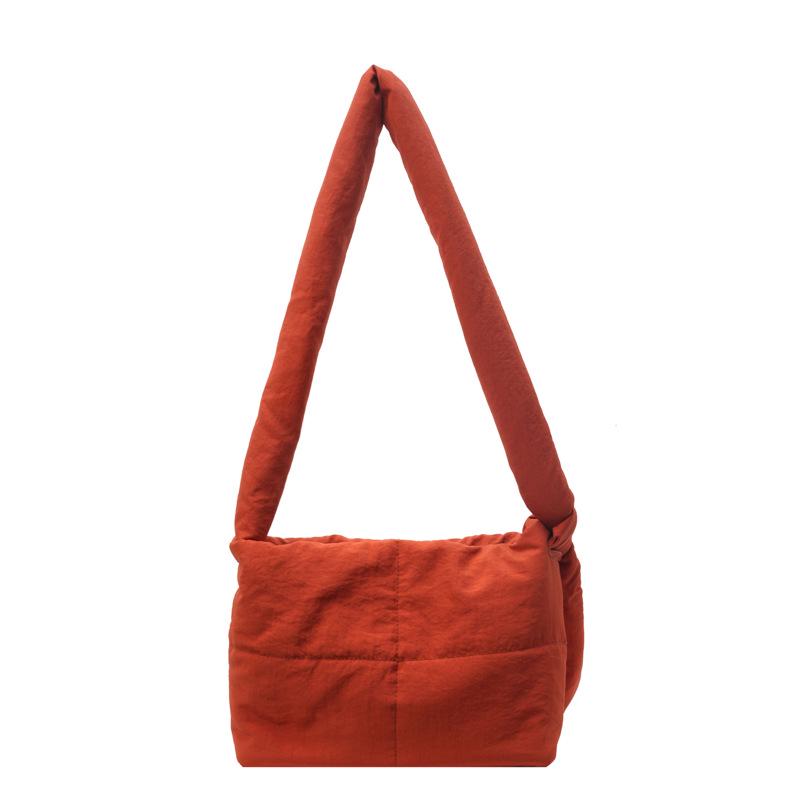 Korean Style Women's Cotton-Padded Crossbody Messenger Bag - Solid Color, Large Capacity