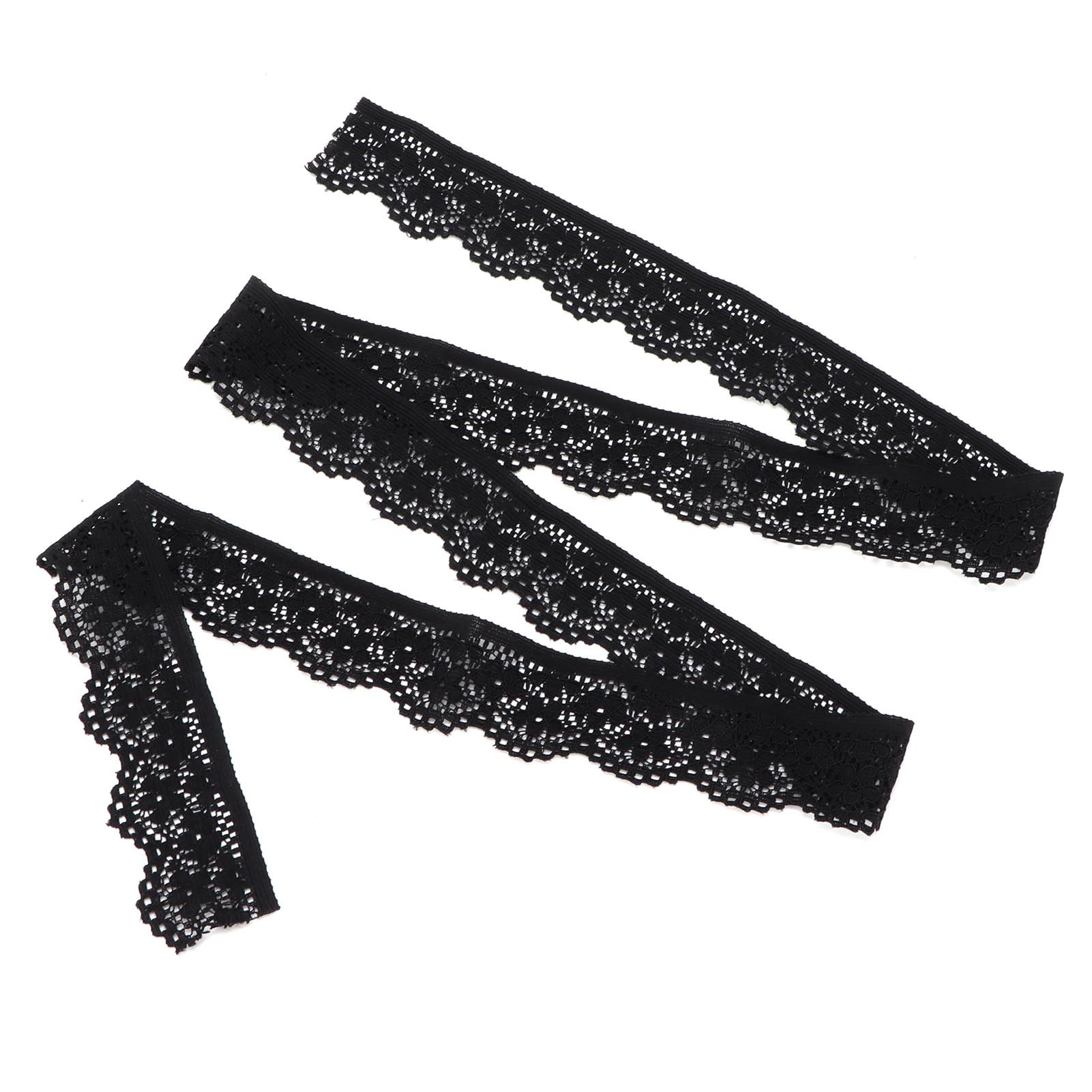 

10 Yard Lace Ribbon 2.5cmWidth Black Single Side Wavy Nylon for Sewing Card Making