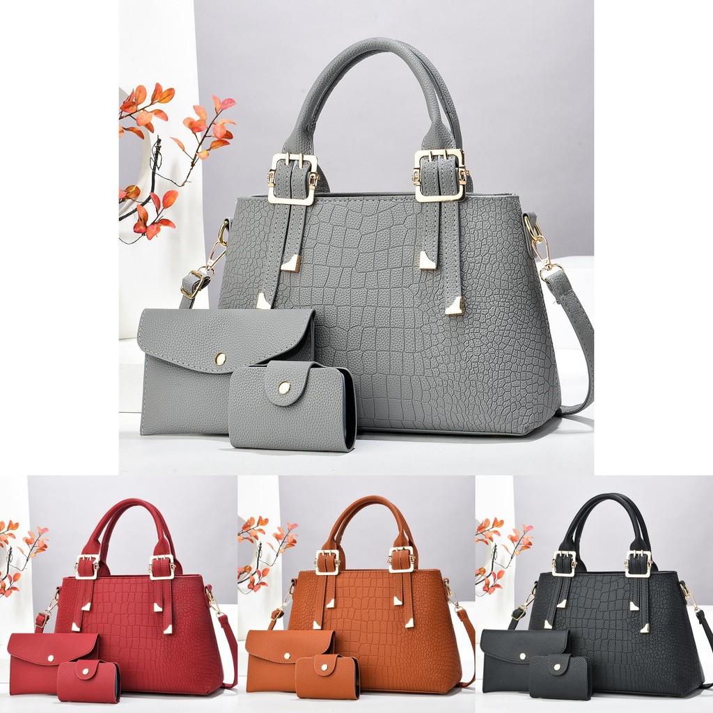 Stylish New Stone Pattern Three Piece Handbag Set With High Capacity For Everyday Use