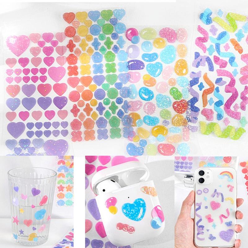 2 Pcs Color Fantasy Series Decorative PVC Laser Stickers Scrapbooking Stick Label Diary Stationery Album Rainbow Ribbon Sticker