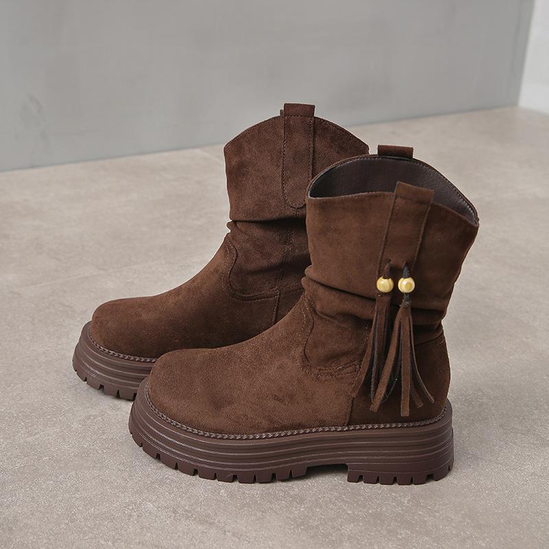 Retro Martin boots 2025 new autumn and winter versatile non-slip western boots women's British style thick-soled high-top short boots