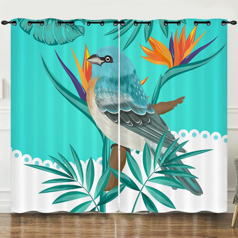 Curtain Cartoon Animal Bear Deer Love Kitten 3D Digital Printing Blackout Curtain Punching