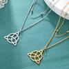 Viking Triquetra Celtics Knot Necklace for Women Double Layer Choker Pendant Jewelry Gift Amulet Clavicle Chain
