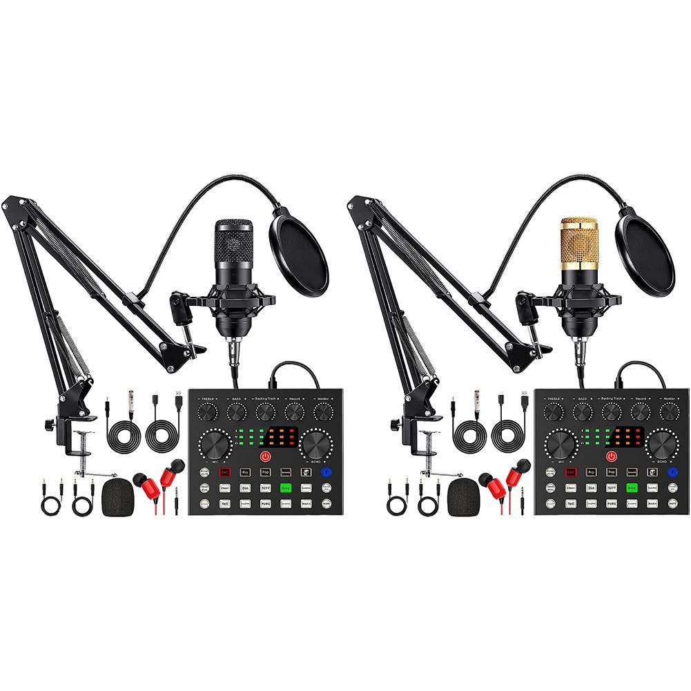 Podcast Equipment Bundle with BM800 Microphone and V8 Sound Card Podcast Equipment for Recording Broadcasting Live Streaming