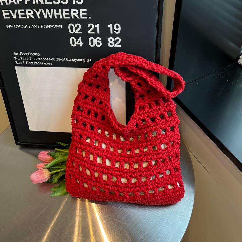 Sacs d'épaule en fil de grande capacité Couleur unie Tressé 2026 Sacs de haute qualité pour femmes Vacances d'été à la plage Sacs à main pour femmes