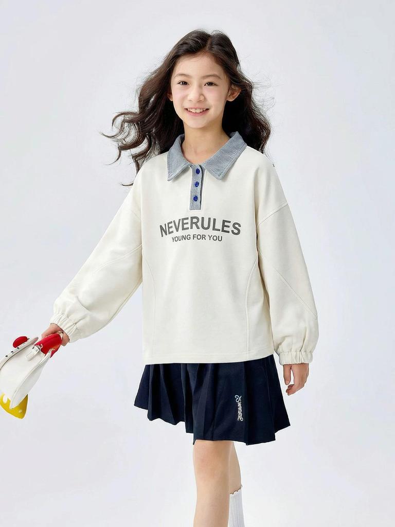 Girls' 2026 Spring/Autumn Sweatshirt & Pants Set - Stylish Two-Piece Outfit for Big Kids