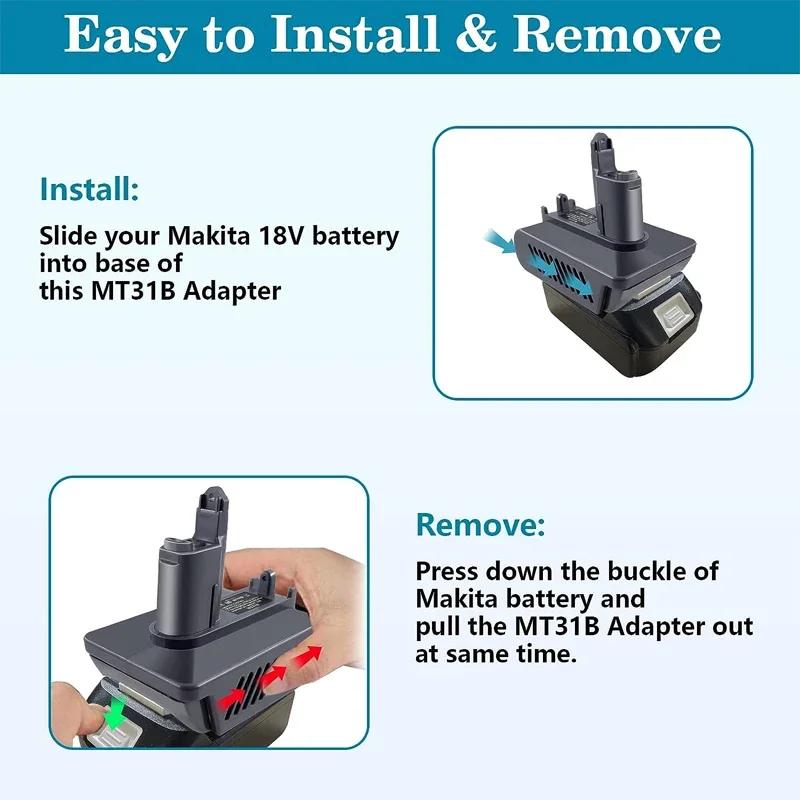 Conversion Adapter For Dewalt For Makita/Milwaukee 18V Li-ion Battery Convert to For Dyson Type A / Type B Animal Vacuum Cleaner