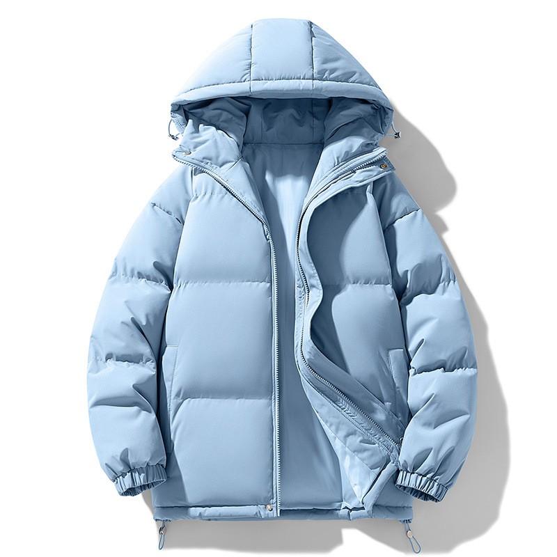 Unisex Thick Hooded Cotton Coat Winter Warm Casual Outerwear Men Women Teens Loose Fit Solid Color Jacket