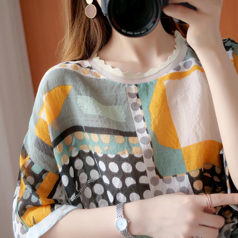 DIMANAF 2026 Plus Size New T-Shirt Women Blouse Print Tops Loose Casual Lady Tees Shirts Oversize Beach Summer