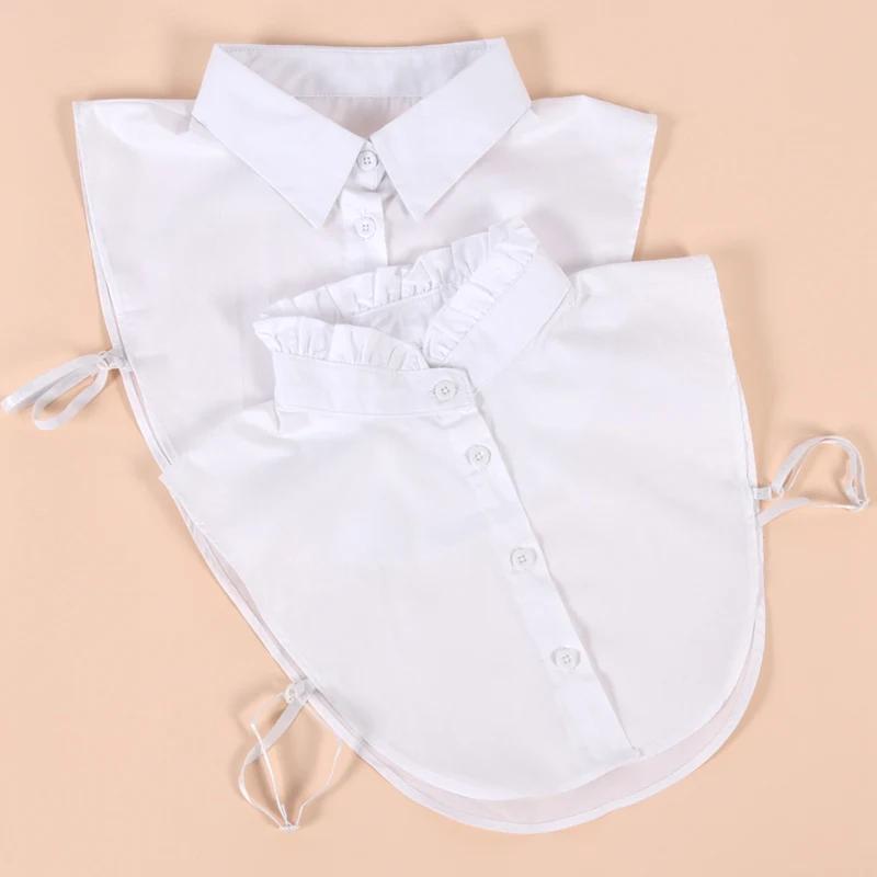 Detachable Cotton Lapel Shirt Fake Collar Solid Color False Blouse Neckwear Vintage Lace Lapel Blouse Top Clothing Accessories