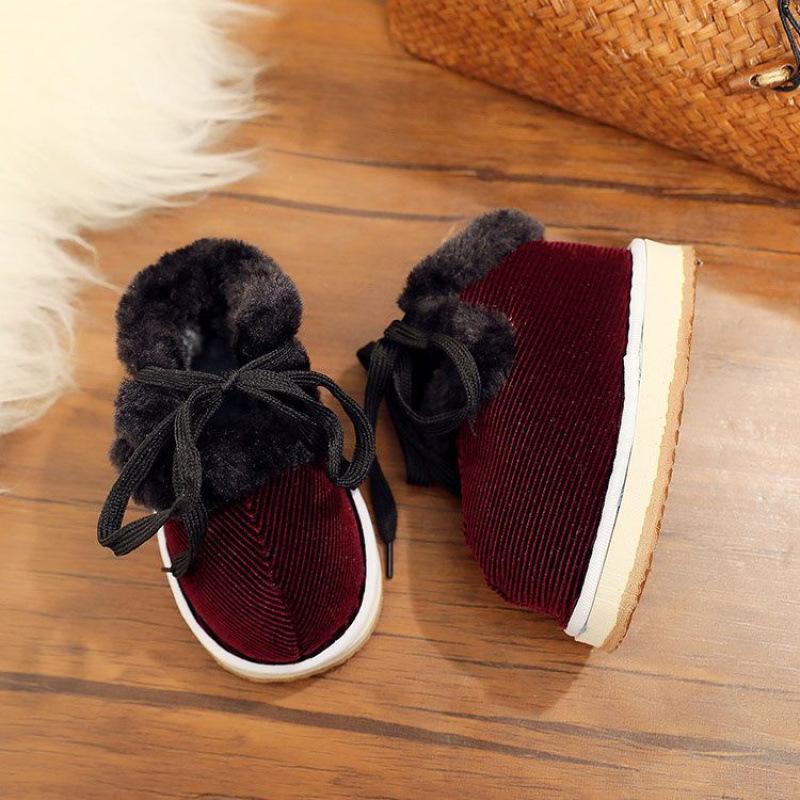 Handmade Winter Velvet Toddler Shoes, Soft Sole, Cotton, for 1-3 Years