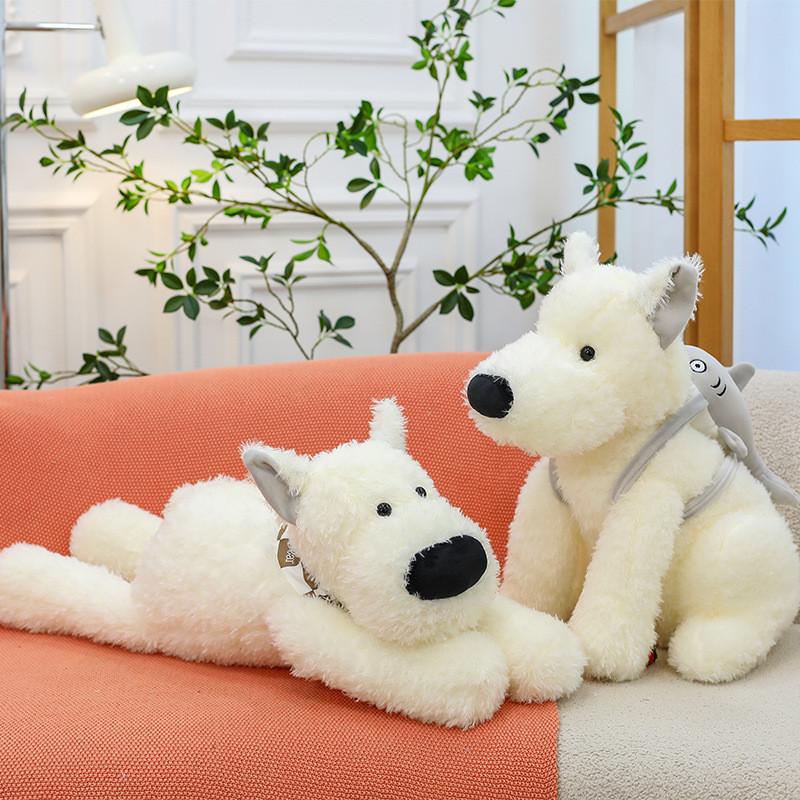 White Highland West Terrier With Shark Scarf Plush Toy Stuffed Animal Dolls