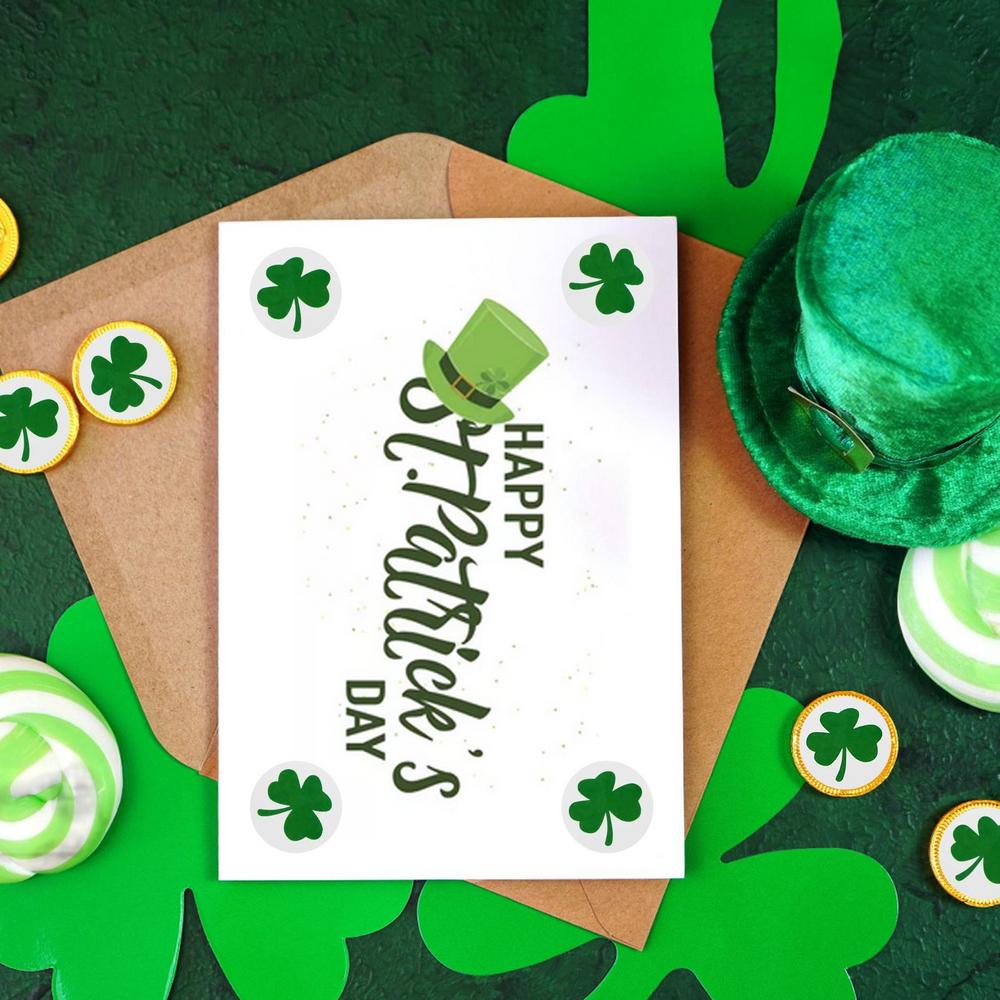 Shamrock Stickers St. Patrick's Day Shamrock Decals Adhesive Seal Labels For Irish Holiday Family Party DIY Lovers Classroom