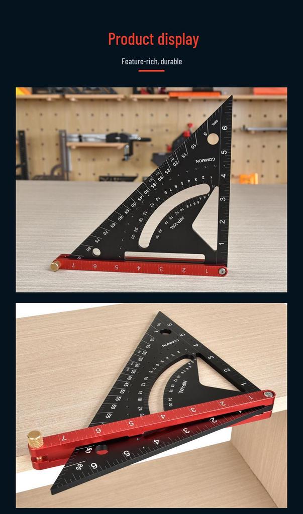 Aluminum Alloy Woodworking Multi-Functional Triangle Ruler with Sliding Rod