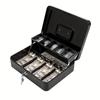 1pcs Iron Money Box with Lock Cash Box with Spring-Loaded Bill Clips 5 Grids Cantilever Coin Tray Safe Key Lock Money Organizer