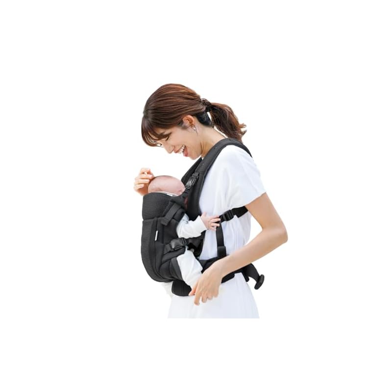 Aprica Lacris AB Baby Carrier, suitable for newborns from 14 days to 36 months, with a mesh pocket for ice packs, 4-way design (Black) 2211622