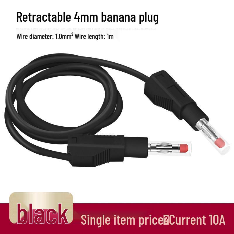 4mm Stackable Banana Plug with Safety Shroud & Spring-Retractable Nitrile Wire Test Lead